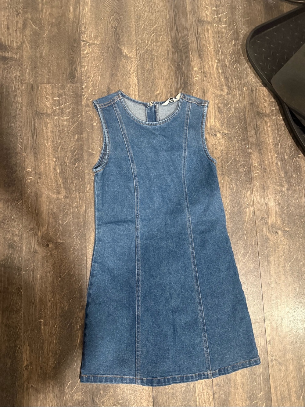 Sleeveless Denim Mini Dress in Blue
